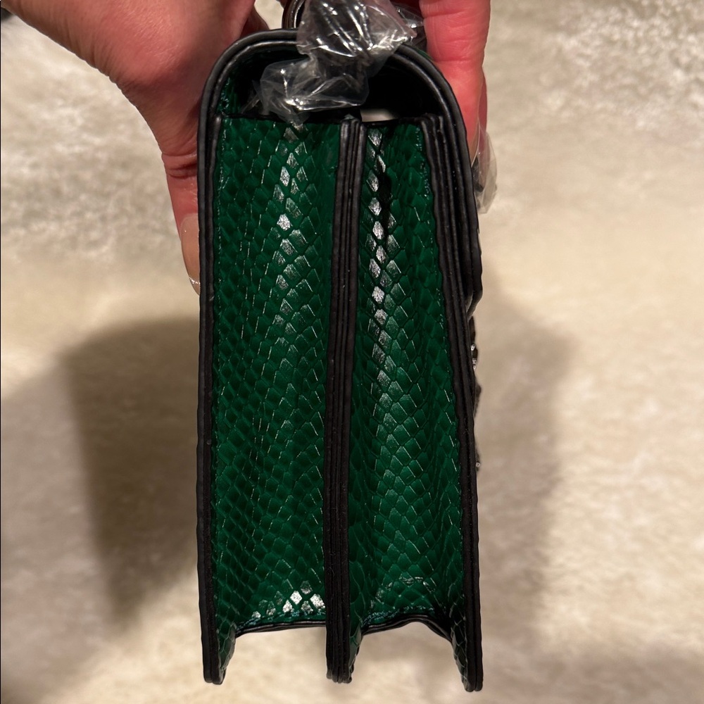 Faux Keather Green Snake Print Satchel Handbag Brand New - Picture 5 of 9